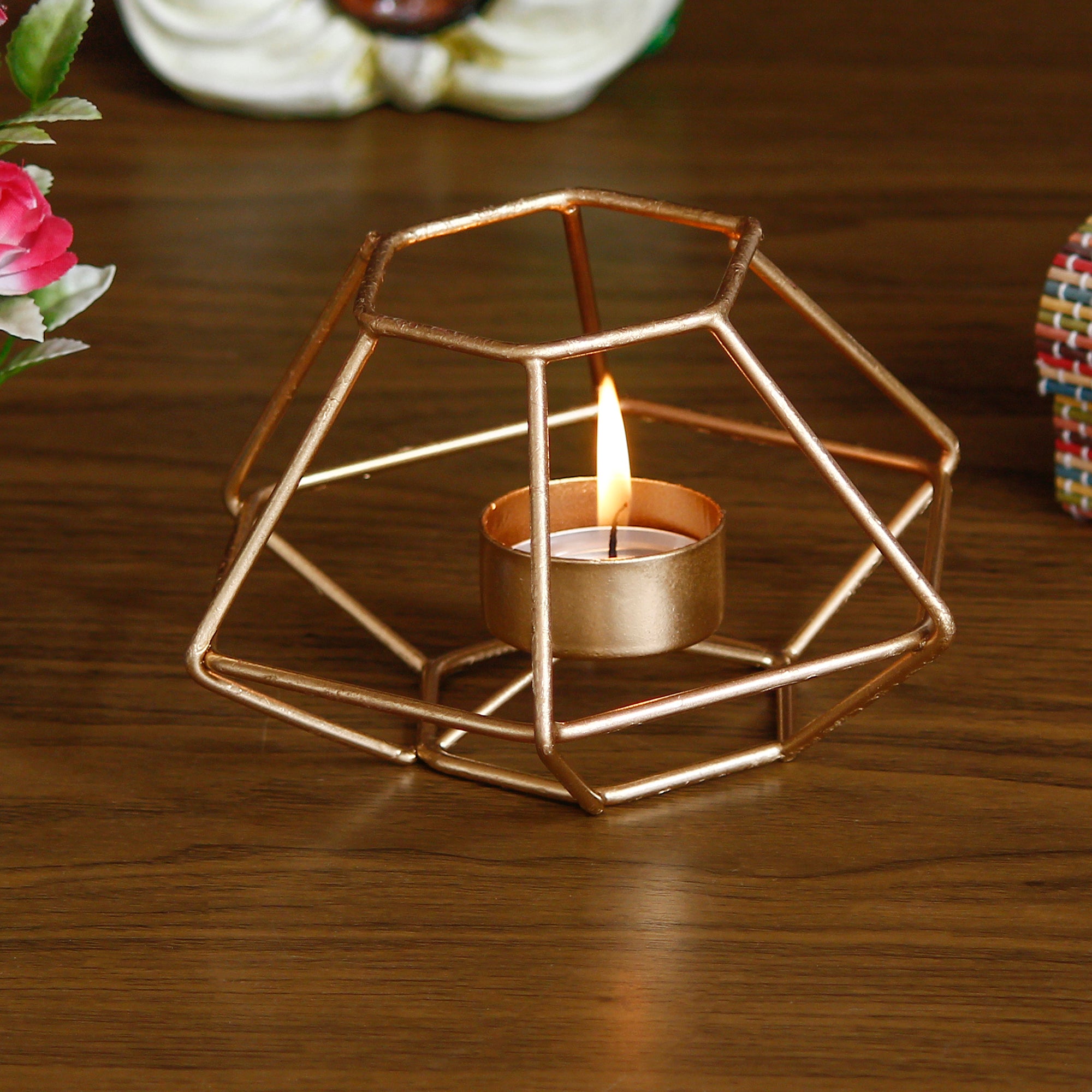 eCraftIndia Handcrafted Metal Diya Tea Light Candle Holder for Home Décor