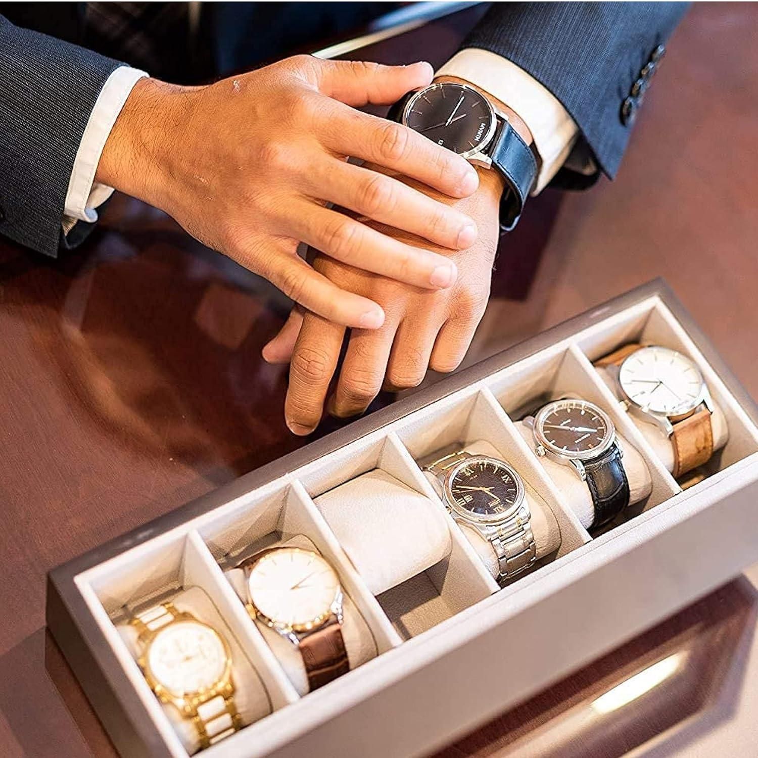 Premium Wood Watch Box Organiser with Glass Display Case